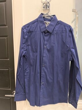 Express Men's Dark Blue Button-Up Dress Shirt
